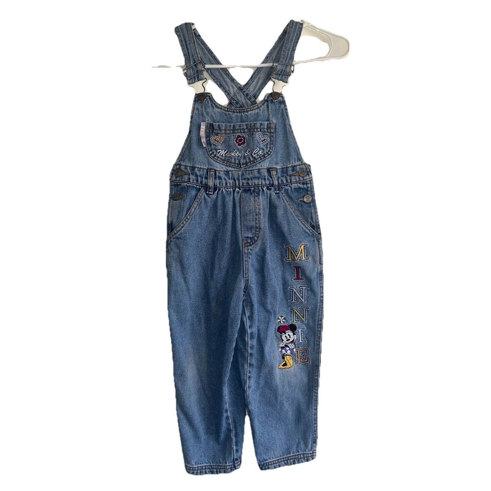 Disney Mickey & Co Minnie Mouse Embroidered Vintage 90’s Denim Kids Overall RARE